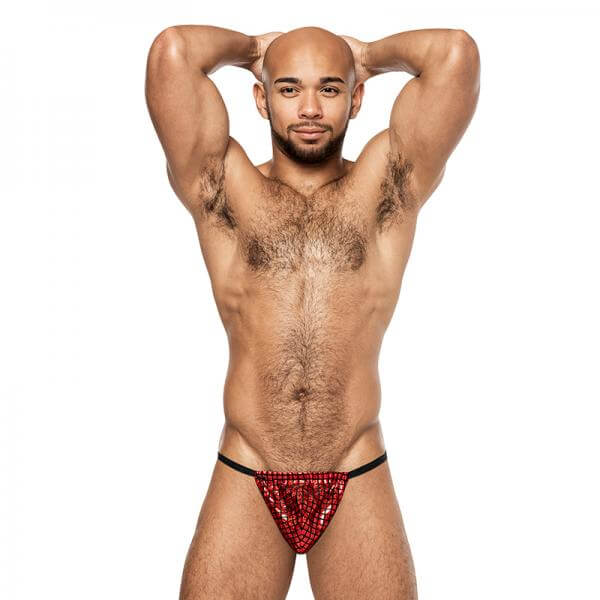 Disco Desire Posing Strap Red O/s