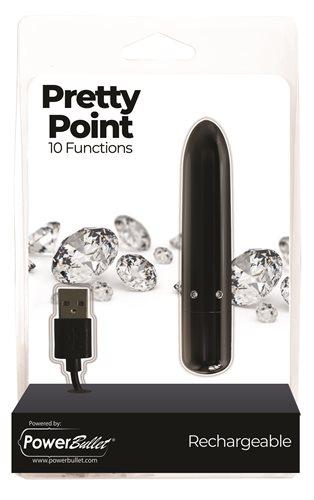 Power Bullet Pretty Point 4in 10 Function Bullet Black