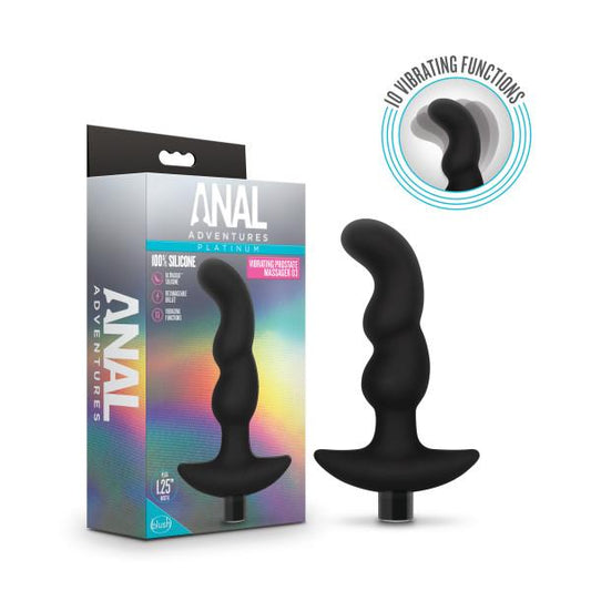 Anal Adventures Platinum Silicone Vibrating Prostate Massager 03 Black