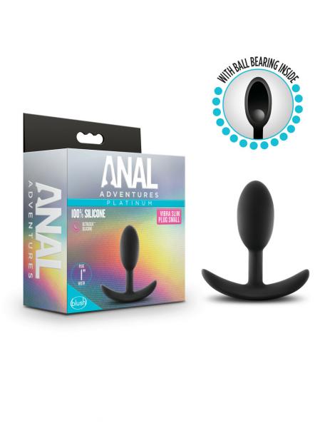 Anal Adventures Platinum Silicone Vibra Slim Plug Small Black