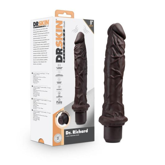 Dr. Skin Silicone Dr. Richard 9in Vibrating Dildo Brown