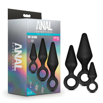 Anal Adventures Platinum Silicone Loop Plug Kit Black