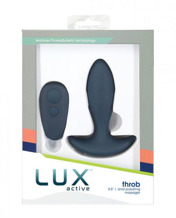 Lux Active Throb Anal Pulsating Massager W/remote - Dark Blue