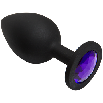 Booty Bling Large Black Plug Purple Stone