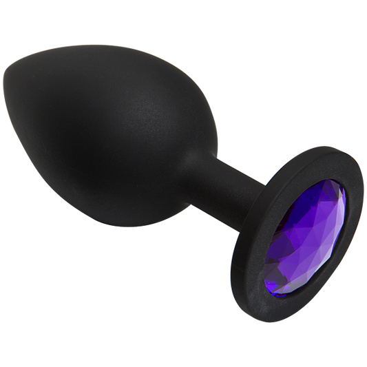 Booty Bling Large Black Plug Purple Stone