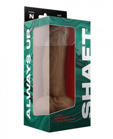 Shaft Model N Flexskin Liquid Silicone 9.5" Side Curve Dong W/balls - Oak