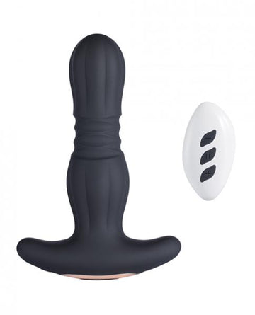 Agas Thrusting Butt Plug W/ Remote Control - Black