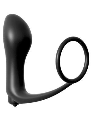 Anal Fantasy Ass Gasm Vibrating Plug Cock Ring Black