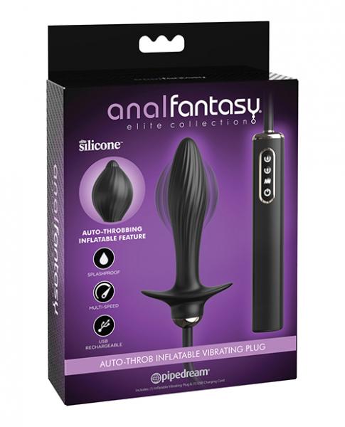 Anal Fantasy Elite Collection Auto Throb Inflatable Vibrating Plug - Black