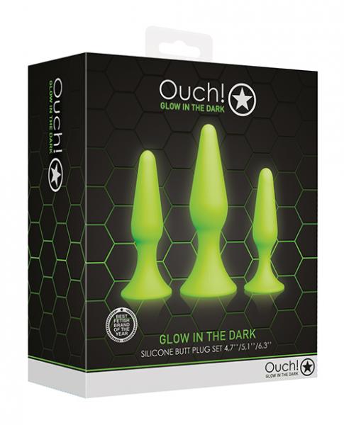 Shots Ouch Butt Plug Set - Glow In The Dark