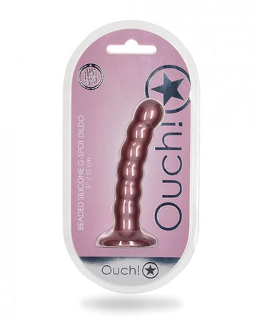 Shots Ouch 5" Beaded G-spot Dildo - Rose Gold