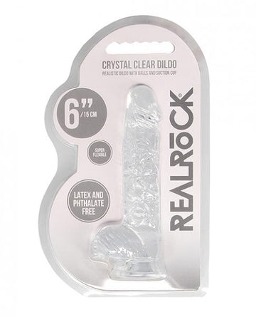 Shots Realrock Realistic Crystal Clear 6" Dildo W/balls -  Transparent Clear