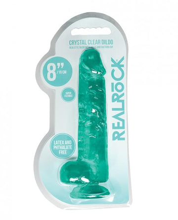 Shots Realrock Realistic Crystal Clear 8" Dildo W/balls - Turquoise