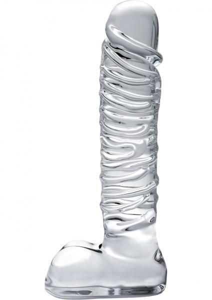 Icicles No. 63 Textured Glass Dildo With Balls 8.5