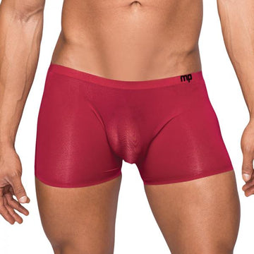 Male Power Seamless Sleek Sleek Short W/sheer Pouch Wine Xlarge