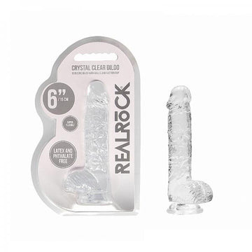 Realrock Realistic Dildo With Balls 6" Transparent