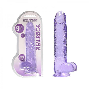 Realrock Realistic Dildo With Balls 9" Purple