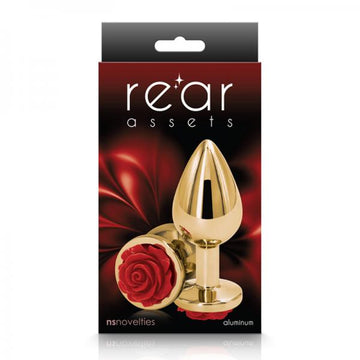 Rear Assets Rose Anal Plug - Medium - Red