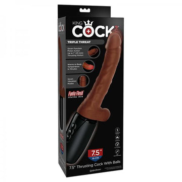 King Cock Plus 7.5 In. Thrusting Cock With Balls Brown