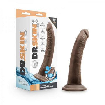 Dr. Skin Glide Self-lubricating Dildo 7.5 In. Chocolate