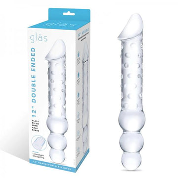 Glas Double-ended Glass Dildo With Anal Beads 12 In.