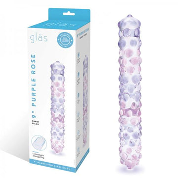 Glas Purple Rose Nubby Glass Dildo 9"