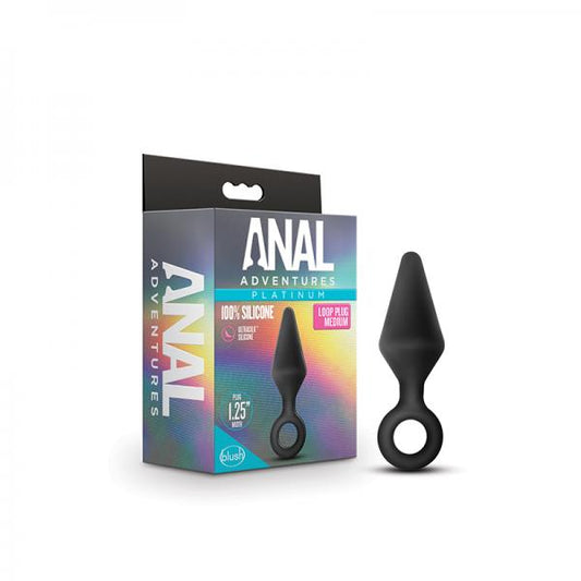 Anal Adventures Platinum Silicone Loop Plug Medium Black