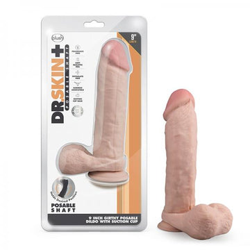 Dr. Skin Plus Thick Posable Dildo With Balls 9 In. Vanilla