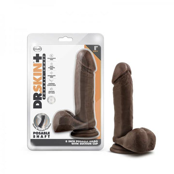 Dr. Skin Plus Posable Dildo With Balls 8 In. Chocolate