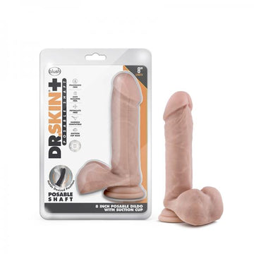 Dr. Skin Plus Posable Dildo With Balls 8 In. Vanilla