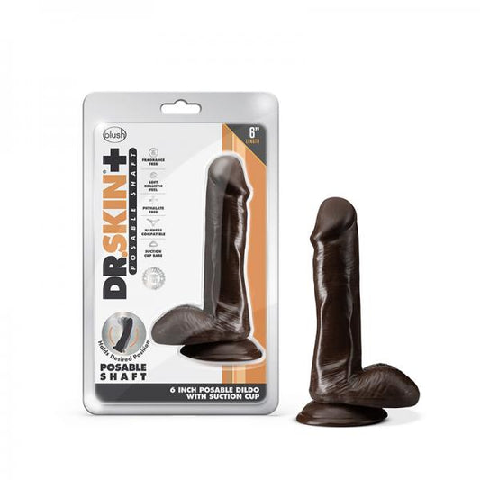 Dr. Skin Plus Posable Dildo With Balls 6 In. Chocolate