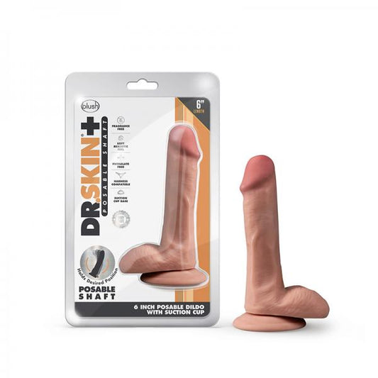 Dr. Skin Plus Posable Dildo With Balls 6 In. Mocha