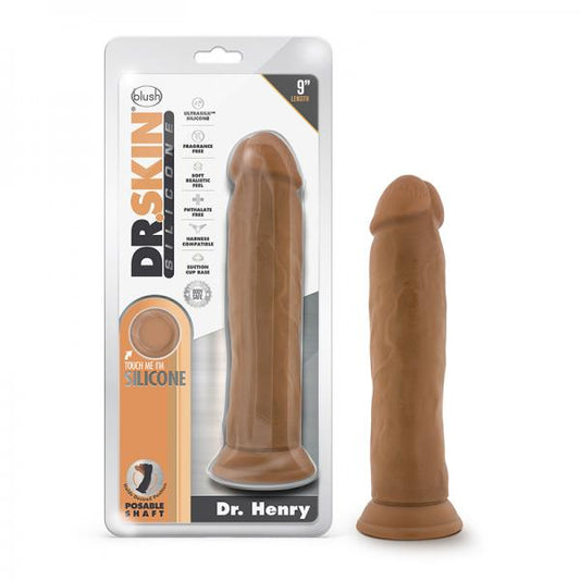 Dr. Skin Dr. Henry Dildo With Suction Cup Silicone 9 In. Mocha