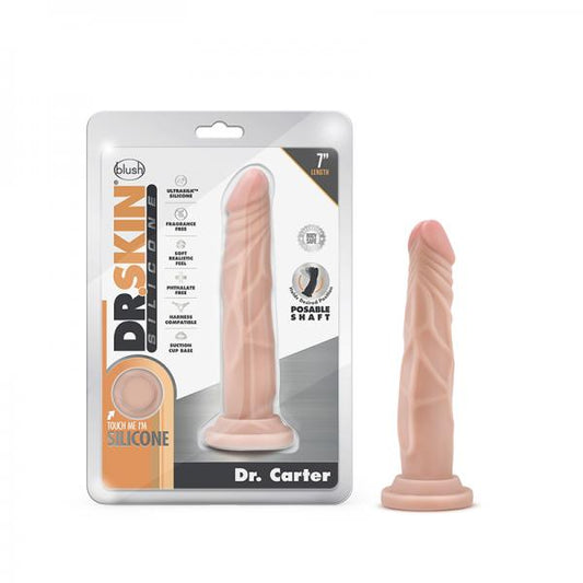 Dr. Skin Dr. Carter Dong With Suction Cup Silicone 7 In. Vanilla