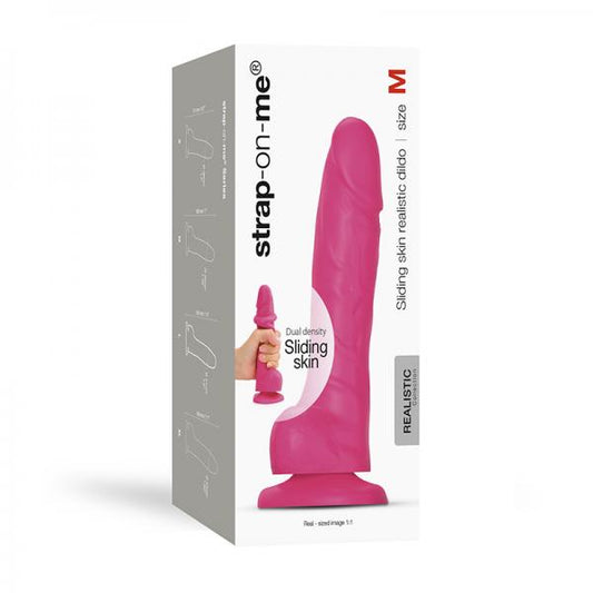 Strap-on-me Sliding Skin Realistic Dual-density Dildo Fuchsia M