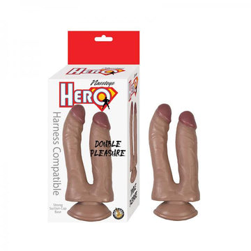 Hero Double Pleasure Double Dildo Silicone Brown