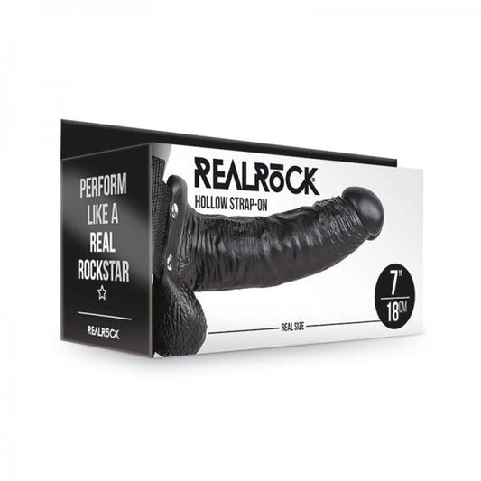 Realrock Hollow Strap On With Balls 7 In. Chocolate