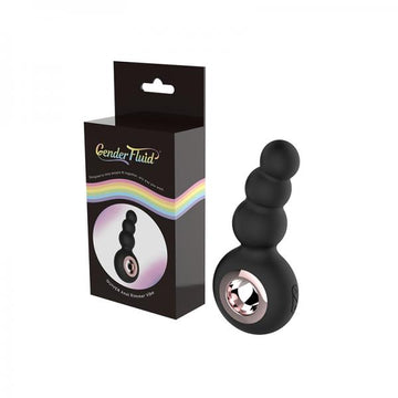 Gender Fluid Quiver Anal Ring Bead Vibe Silicone Black