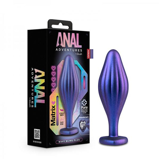 Anal Adventures Matrix Wavy Bling Plug Sapphire