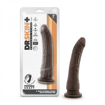 Dr. Skin Plus Posable Dildo 9 In. Chocolate