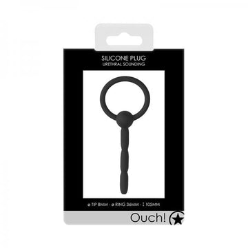 Ouch! Urethral Sounding - Tiered Silicone Plug - Black - 8 Mm