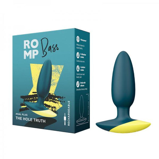 Romp Bass Rechargeable Silicone Vibrating Anal Plug Dark Green