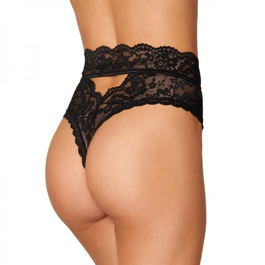 Dreamgirl High-waist Scallop Lace Panty With Keyhole Back Black S