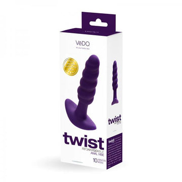 Vedo Twist Rechargeable Silicone Vibrating Anal Plug Purple