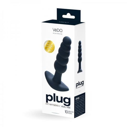 Vedo Plug Rechargeable Silicone Vibrating Anal Plug Black