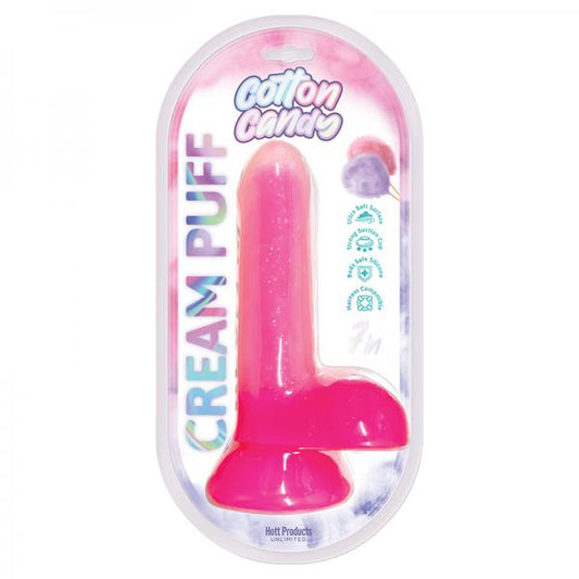 Cotton Candy Cream Puff 7 In. Silicone Dildo Pink