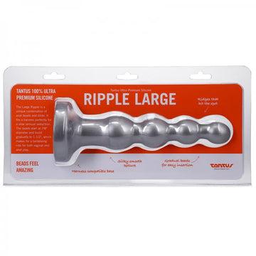 Tantus Ripple Large 8 In. Anal Beads Dildo Medium-firm Silver