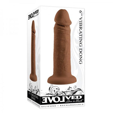 Evolved Rechargeable Vibrating 6 In. Silicone Dildo Dark