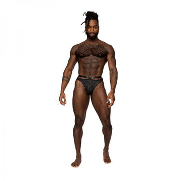 Male Power Rude Awakening Strap Thong Black S/m