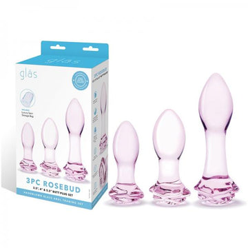 Glas Rosebud 3-piece Glass Anal Plug Set